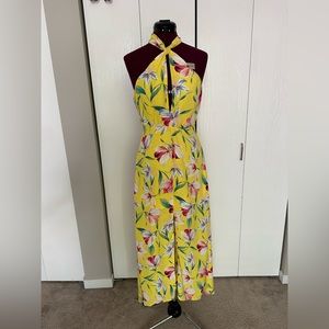 Lush Yellow Floral Halter Dress S